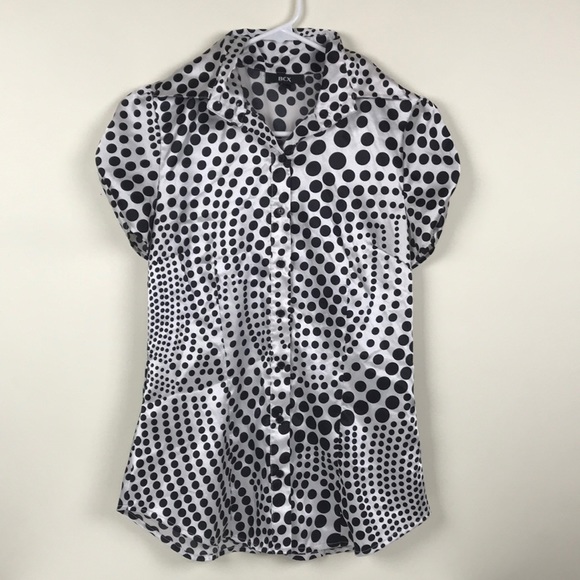 Women’s black and white polka dot swirl top size S - Picture 5 of 12